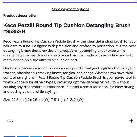 Brand new Keco Pezzili cushion paddlebrush - Picture 2 of 4